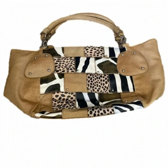 MULTI Animal Print Faux  Leather Tote Purse - Picture 1 of 12